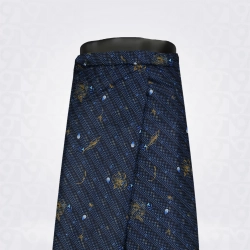 Print Lungi-Black Mid Blue Musted Orange Cotton 